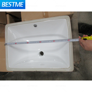 Lavabo en céramique rectangulaire moderne BESME à encastrer pour hôtel, salle de bain, toilettes - Product Image 3