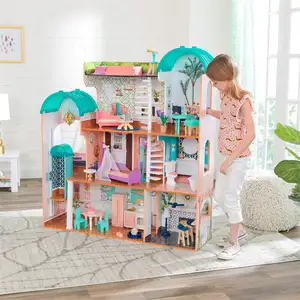 Triple Verdiepingen Houten Poppenhuis Meubels Poppenhuis Hout Met 30Pcs Mini Meubels Voor Groothandel