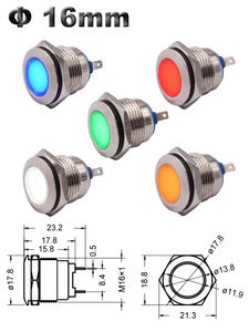 16 毫米金属焊针指示灯条，插拔式，带 <span class=keywords><strong>2</strong></span> 针，多色（蓝色、黄色、绿色、白色、琥珀色），用于警告电源 - Product Image 3