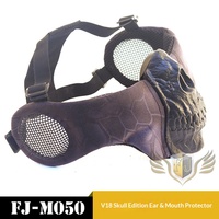 Masque facial demi-couvre-oreilles et bouche Fengjian V18 Skull Edition en TPR+1000D DuPont, tactique, anti-impact, pour compétition et cosplay