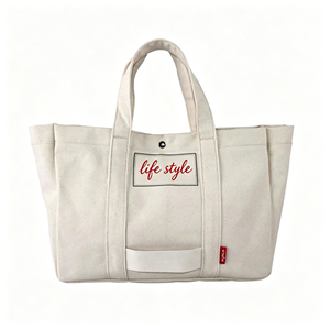Nouveau sac fourre-tout réutilisable en toile épaisse de 12 oz, tendance 2024, avec logo personnalisé imprimé et motif lettres, petit format, avec poignées. - Product Image 1