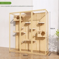 Maison pour chat moderne et élégante, cage pour chat d'intérieur, extra large, en bois massif, structure d'escalade intégrée, lit pour chat, villa toutes saisons, facile à monter