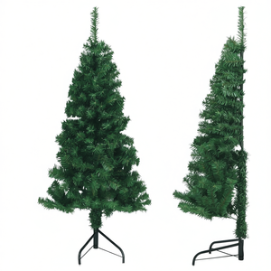 Sapin de Noël artificiel en PVC vert de 1,5 m pour coin, décoratif, autoportant, pour intérieur, installation facile - Product Image 1