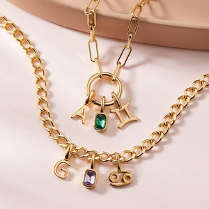 LUCKYJIU perhiasan kustom tahan air noda Gratis 18k baja tahan karat berlapis emas CZ 12 batu kelahiran liontin perhiasan DIY - Product Image 3