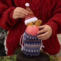Nouveau sac fourre-tout de Noël tendance avec motif Père Noël et bonhomme de neige, en tissu super doux en fibres de polyester, sacs cadeaux fabriqués en Chine