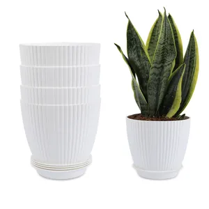 Custom color plastic round 4 5 6 7 8 Inch decorative indoor Plant Pots for garden