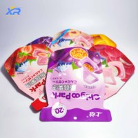 Op maat bedrukte, gemakkelijk te openen aluminiumfolie zak, flesvormige, staande plastic zak, voedselveilige Mylar verpakkingstas voor voedsel