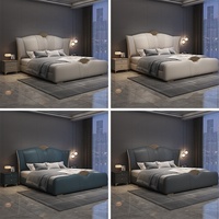 Lit de mariage moderne en chêne massif de luxe italien, avec cadre en bois, sommier relevable pneumatique et coussin moelleux, 1,8m/1,5m, pour villa