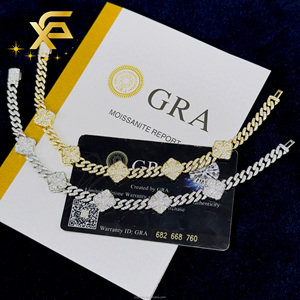 Four Leaf Clover Charm <b>Bracelet</b> 925 Silver 18K Gold Plated with GRA Certificate 12mm <b>Infinity</b> VVS D Color Moissanite <b>Bracelet</b> - Product Image 2