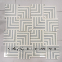 Carreaux muraux en marbre blanc poli et bleu turquoise, mosaïques de cuisine, carreaux de décoration murale