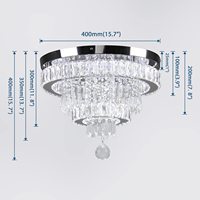 Plafonnier LED Moderne Rond Encastré Lustres en Cristal Suspendus avec Éléments en Cristal Plafonnier Élégant Encastré