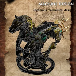 13088 Set di blocchi da costruzione in plastica modello di cavallo meccanico per bambini ornamenti educativi di assemblaggio transfrontaliero nuovi - Product Image 6