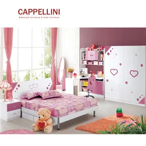 Venta al por mayor la cama rosa-De chicas de rosa de madera muebles para niños rey tamaño de niños de cama juegos de cama de dormitorio de madera cama