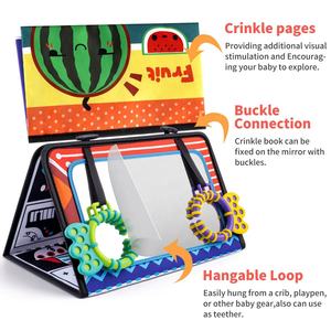 Sécurité doux miroir jouet activité détachable tableau mural doux bébé froissé tissu <span class=keywords><strong>livre</strong></span> pour nouveau-né ventre temps sensoriel Montessori jouet - Product Image 6