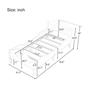 เตียงเด็กขนาดเดี่ยวสีเขียวโครงไม้ลายหัวใจสำหรับเฟอร์นิเจอร์ห้องนอนเด็ก - Product Image 4