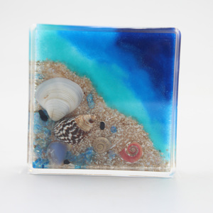 Hoàn toàn handmade thủ công mỹ nghệ vỏ biển nhựa trang trí trang trí vuông hình chữ nhật chặn giấy đồ trang trí cho trang trí nội thất - Product Image 3