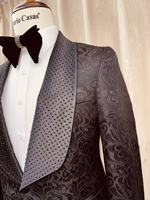 Costume de Marié 2 Pièces Croisé Fait Main avec Strass et Cristaux – Veste et Pantalon pour Soirée Formelle ou Affaires