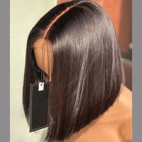 Perruques Courtes Bob en Cheveux Humains Vierges Super Double Drawn avec Fermeture en Dentelle 5x5 pour Femmes