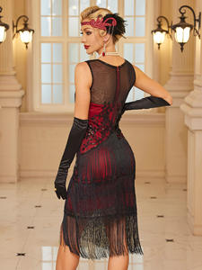 Robe vintage <span class=keywords><strong>des</strong></span> années <span class=keywords><strong>20</strong></span>, années 1920, <span class=keywords><strong>tenue</strong></span> de soirée à paillettes et franges pour femmes, style le Grand Gatsby - Product Image 6