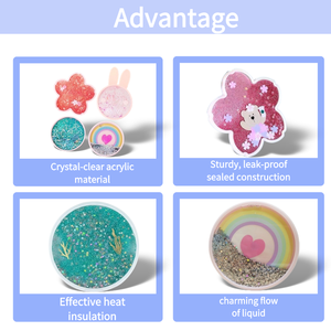 Stampa UV personalizzata Sparkle acrilico liquido sabbie mobili eco-friendly cartone animato 5mm di spessore Coaster copertura olio acqua acqua Glitter tappetino - Product Image 3