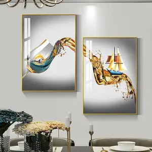Luxe home decor art peinture grand 2 panneau peinture à l'huile personnalisé pour vente Cristal porcelaine peinture