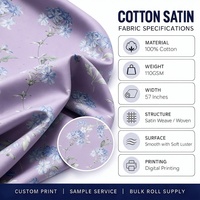 Tissu de draperie en satin de coton 100% imprimé OEM ODM, service d'impression numérique sur tissu satin de coton, conception personnalisée
