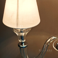 Applique murale classique en verre soufflé à la main, abat-jour en tissu de lin, base chromée, pour chambre de villa vintage, lampe murale de chevet