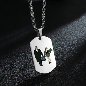 Collar de Joyería de Moda para Parejas, Disco de Acero Inoxidable con Grabado Láser, Cadena Trenzada con Colgante para Imagen - Product Image 1