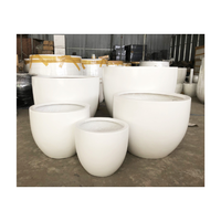 Ensemble de pots de jardin 3 pièces, durables, écologiques, légers, en fibre de verre, style farmhouse, couleur personnalisée, poterie Chau Viet