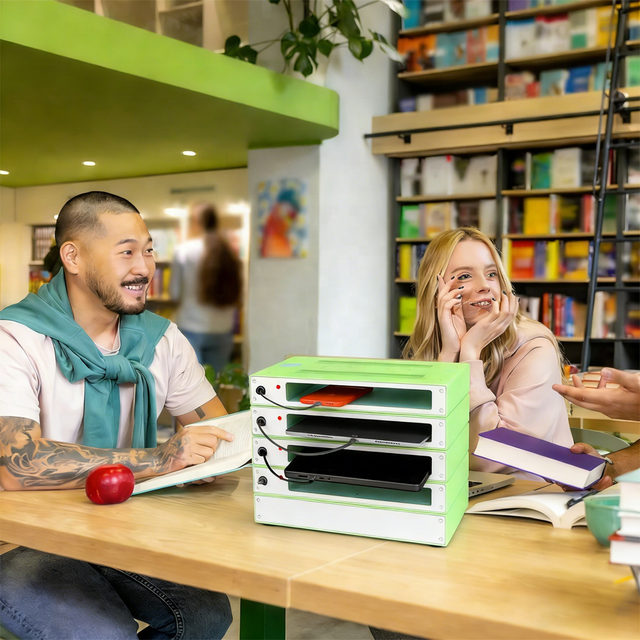 500W High Power Charging Cabinet 4-Port 65W PD3.0 QC4+ Fast USB Charging Station with Dual 22W Wireless Charging Pads