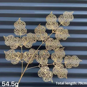 Feuilles d'eucalyptus dorées, feuilles de ginkgo, fleurs artificielles, feuilles dorées, Noël et Nouvel An, seau à câlins, matériaux de bricolage, fleurs en plastique - Product Image 5