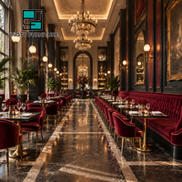 Siège de banquette de restaurant en velours bordeaux capitonné avec garniture à clous en laiton, personnalisable pour hôtels et cafés, fabricant OEM chinois en gros