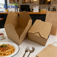 Boîte en papier kraft écologique avec logo personnalisé, enduite UV, pour l'emballage de produits de boulangerie, de sushis, de sucre et de nouilles (étanche et compatible micro-ondes)