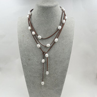 Collier long en perles Edison de luxe Yuemoon AA+ de bonne qualité, 150 cm, perles de riz 100 % naturelles de 10 mm