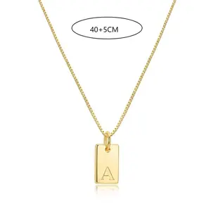 Collier en acier inoxydable plaqué or 18 carats pour femmes personnalisé DIY Alphabet Pendant 16Inch