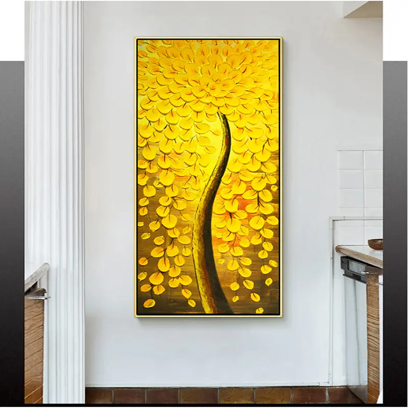 new arrive Modern Home Decor 100 % hand painting golden tree Wall Decor Art Canvas oil painting canvas wall art