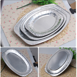 Plateau à <span class=keywords><strong>poisson</strong></span> en aluminium gaufré ovale, résistant aux hautes températures, jetable pour barbecue - Product Image 2