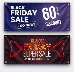 Striscione in Tessuto Personalizzato, Banner Promozionale per Esterni per le Offerte del Black <span class=keywords><strong>Friday</strong></span>, Striscione Pubblicitario in Tessuto per Aziende con Occhielli - Product Image 4