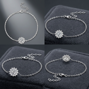 Brazalete Radiant Sun Halo con Diamante Creado en Laboratorio, Delicado Adorno de Mano con Gema Redonda - Product Image 2
