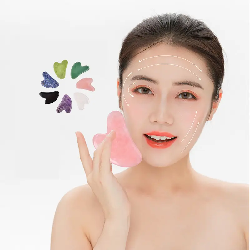 Thạch Anh Gua Sha Công Cụ Thiết Lập Massage Đá Trung Quốc Sản Phẩm Bán Buôn Tự Nhiên Guasha Cạo Rose Cơ Thể OEM MS 100% Ngọc Bích Tự Nhiên Đá