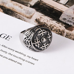 European American Retro Flower Pattern <b>Titanium</b> Steel <b>Ring</b> Men's Jewelry Gift SA805 - Product Image 3