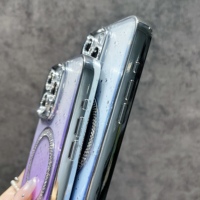 Luxe Sans Fil Charge Transparent Magnétique Pare-chocs Paillettes Téléphone étui pour iphone 16 15 14 13 12 11 Pro Max 16 Plus
