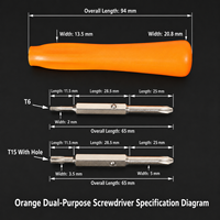 Tournevis magnétique double embout pour réparation de sonnettes, 90 mm, tige en acier au carbone, embout à bille réversible, outil manuel