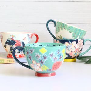 Mug à café vintage américain en céramique peint à la main, style pastoral, pour le petit-déjeuner - Product Image 5