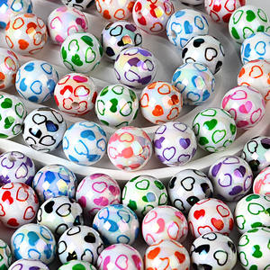 Perles acryliques colorées à double cœur avec trou droit pour la création de bijoux DIY, chaînes de téléphone portable, accessoires de porte-clés - Product Image 1