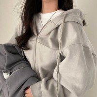 Inter Zipper Pull À Capuche Femmes Cardigan Lâche Veste À Capuche Courte