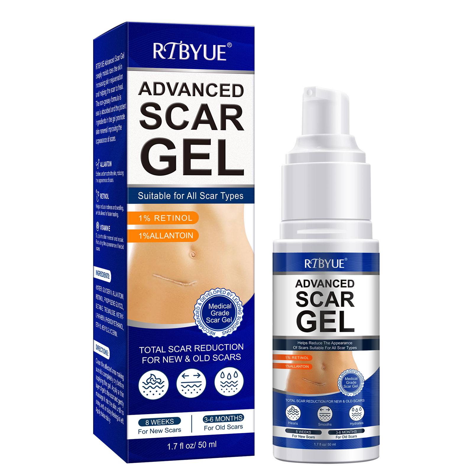 RTBYUE-crème réparatrice de cicatrices en Gel, 50ml pour les anciennes et nouvelles cicatrices sur le visage