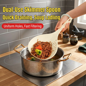 Cuillère passoire 2-en-1 avec design de drainage et de service, en PP de qualité alimentaire, à long manche, résistante à la chaleur, pour pâtes, légumes et soupes - Product Image 3
