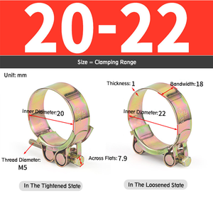 Collier de serrage robuste à boulon en T – Style européen, bande solide à fil unique, en acier au carbone peint, réglable (pouces/métrique) - Product Image 4