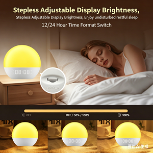 Réveil Lumineux avec Simulation du Lever et du Coucher du Soleil, <span class=keywords><strong>Radio</strong></span>, Lumières Nocturnes Colorées, Machine à Bruit Blanc, Horloge de Chevet, Décoration Intérieure - Product Image 4